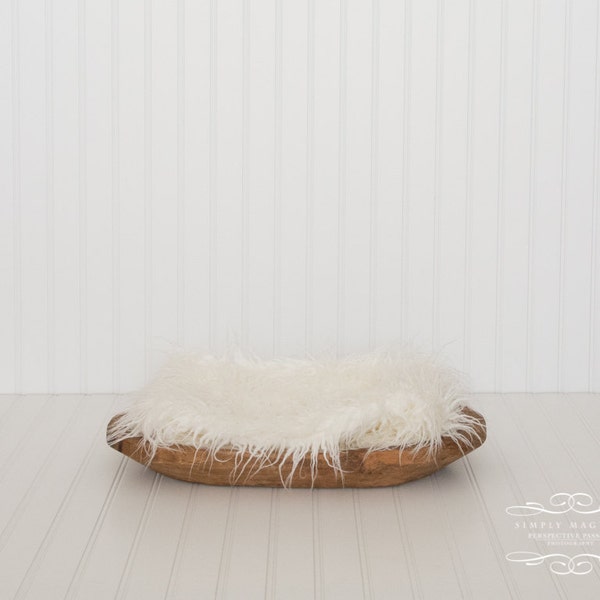 Newborn baby digital photography prop backdrop - trench bowl/white fur