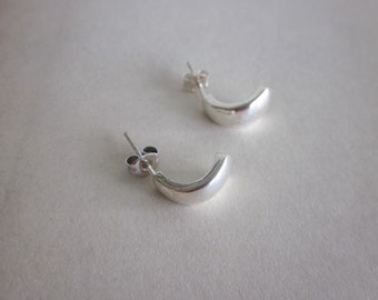 Sterling Silver half crescent hoop earrings