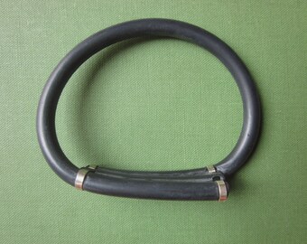 Black Rubber and Silver bangle bracelet