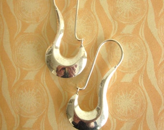 Sterling Silver or Sterling plated elongated hoop earrings