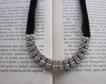 Black Velvet and clear rhinestone choker necklace