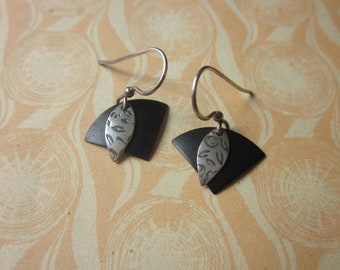 Silver and Black Geometric earrings