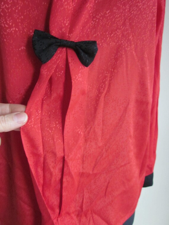 Crimson Red and Black Bow blouse sz. Small, Medium - image 4