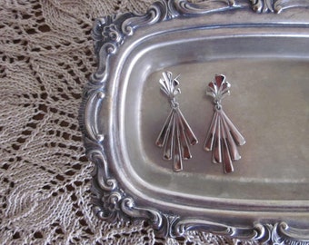 Silver tone Modernist earrings