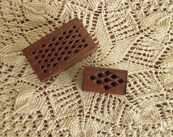 Two small and medium carved keepsake or jewelry boxes