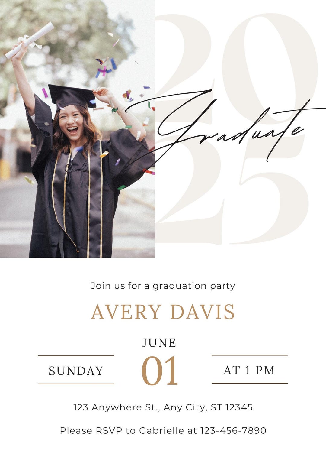 Generic Grad Invite Elegant Graduation Invite Template | Photo Graduation Announcement ...
