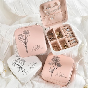 Reise Schmuckschatulle, personalisierte Geschenke für Sie, Valentinstag Geschenk für Freundin, Hochzeit Brautjungfer Geschenk, Schmuckschatulle für Frauen
