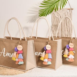 Benutzerdefinierte Jute Geschenk Tasche, Brautjungfer Sackleinen Taschen, Brautjungfer Vorschlag Taschen, Brautjungfer Geschenk Tasche, Junggesellinnenabschied Taschen