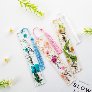 Flower Resin Bookmark, Custom Pressed Flower Bookmark, Floral Custom Bookmarks, Book Accessories, Book Lover Gift, Birthday Gift