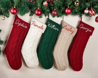 Personalized Family Christmas Stockings, Personalized Knit Stockings, Xmas Family Gifts, Holiday Decor, Personalized Christmas Stockings