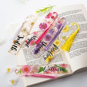 Custom Pressed Flower Resin Bookmark, Wildflower Resin Bookmark, Book Accessories， Personalized Bookmarks for women, Book Lover Gift