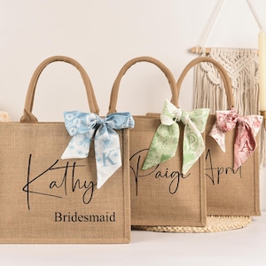 Personalized Tote Bag For Bridesmaid, Personalised Burlap Tote Bridesmaid Gift Bags, Bridesmaid Gifts Bag, Monogram Beach Tote Bag