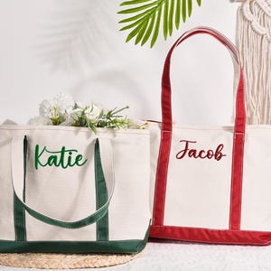 Personalized Name Tote Bag,Custom Text Tote Bag,  Embroidered Name Bridesmaid Gifts, Canvas Tote Bag Decorated
