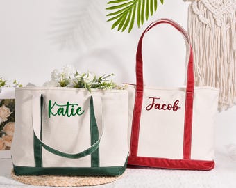 Draagtas gepersonaliseerde naam, draagtas aangepaste tekst, geborduurde naam bruidsmeisje geschenken, canvas draagtas versierd