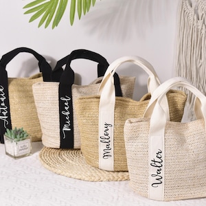 Benutzerdefinierte Strandtasche, Jutebeutel, personalisierte Strohtaschen, Brautdusche, Hochzeitsgeschenk, Hochzeitsgeschenk, Strandtasche Junggesellinnenabschied, Brautjungfer Vorschlag
