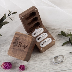 Custom Wooden Wedding Ceremony Ring Box,Engraved Engagement Proposal Holder, Bridal Gift For Her, anniversary gift, Unique Gift