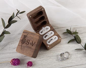 Custom Wooden Wedding Ceremony Ring Box,Engraved Engagement Proposal Holder, Bridal Gift For Her, anniversary gift, Unique Gift