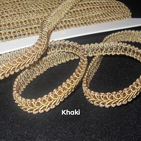 90 cents/yard -- Khaki  Braided Gimp Trim -- Home Decor Quality and Weight -- 3 yards -- 1/2 inch wide