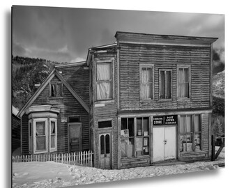 Historic St Elmo Colorado Post Office in Black and White