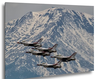 US Thunderbirds in Flight with Pikes Peak in the Background, Colorado