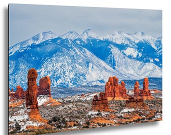 Arches National Park Winter Scene With the La Sal Mountains in the Background, Utah
