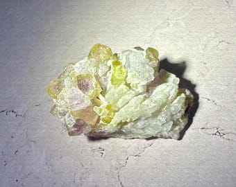 Watermelon (Green and Pink) Tourmaline ~ Mwia Mine, Afghanistan ~ Natural Raw on Feldspar Matrix ~ Heart, Love & Joy Stone