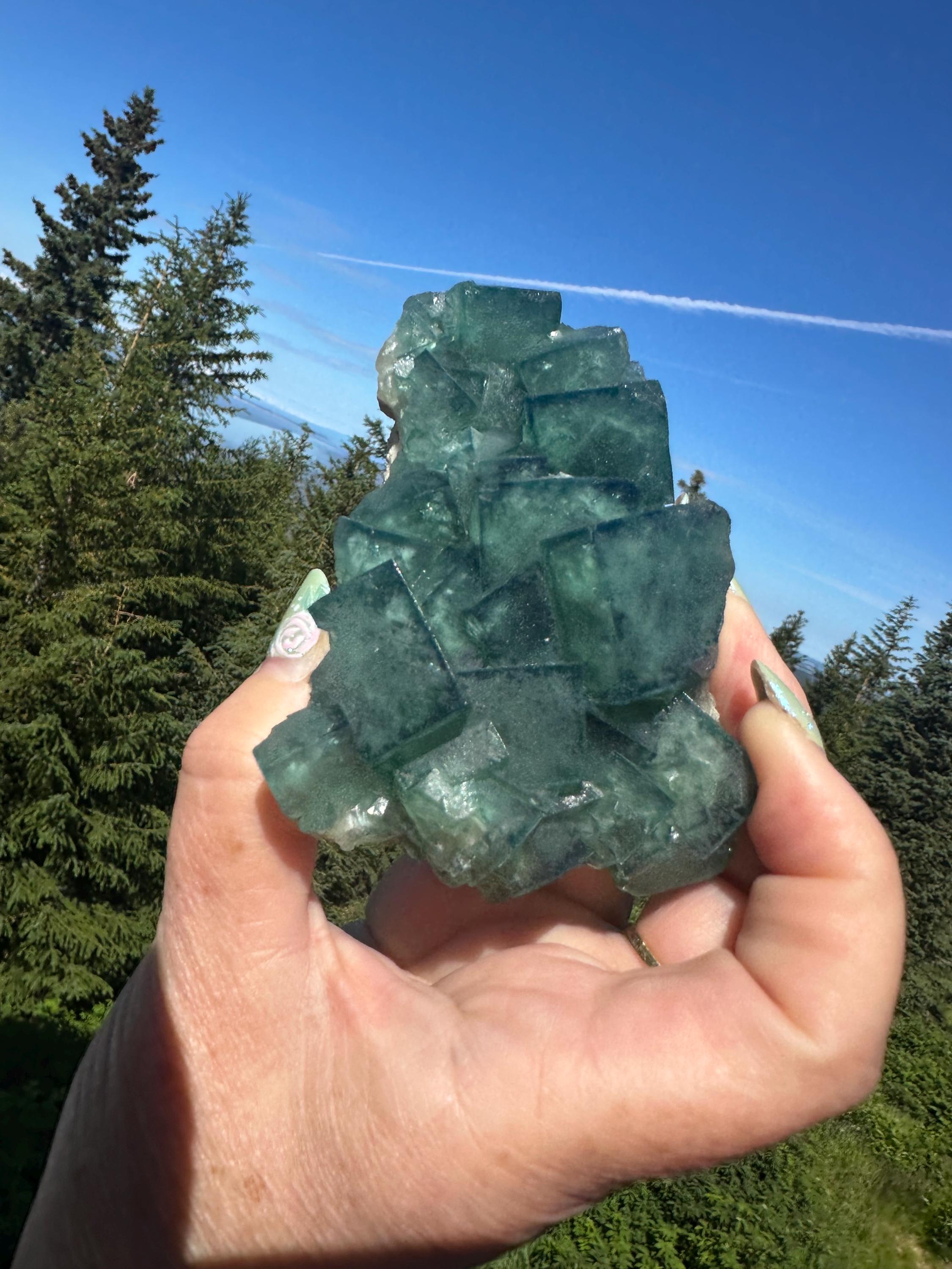 南アフリカ産のフローライト 重さ200,4g 紫とグリーンの