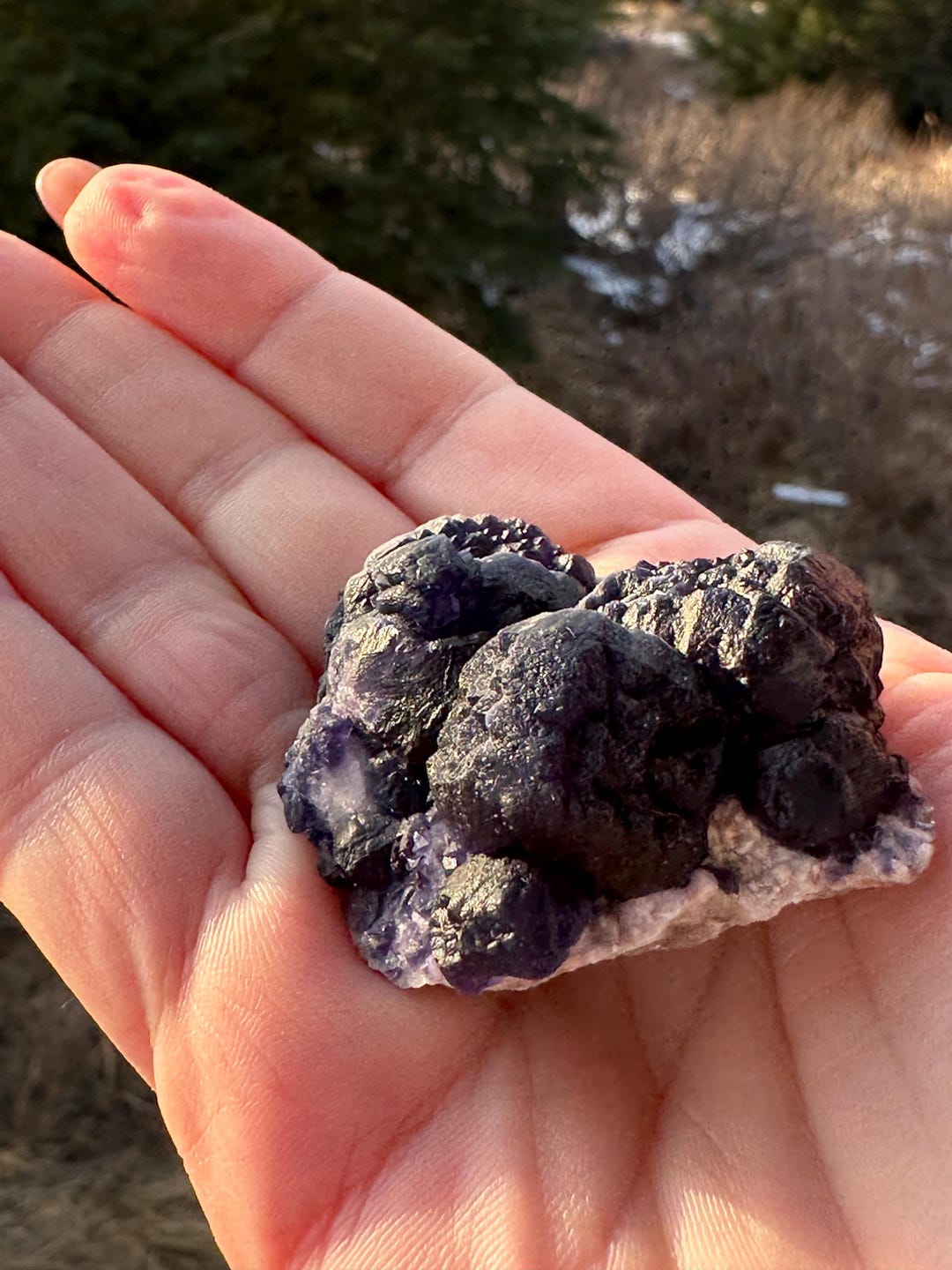 キャンドルクォーツ上のブルーベリーフローライト ~ 中国、内モンゴル