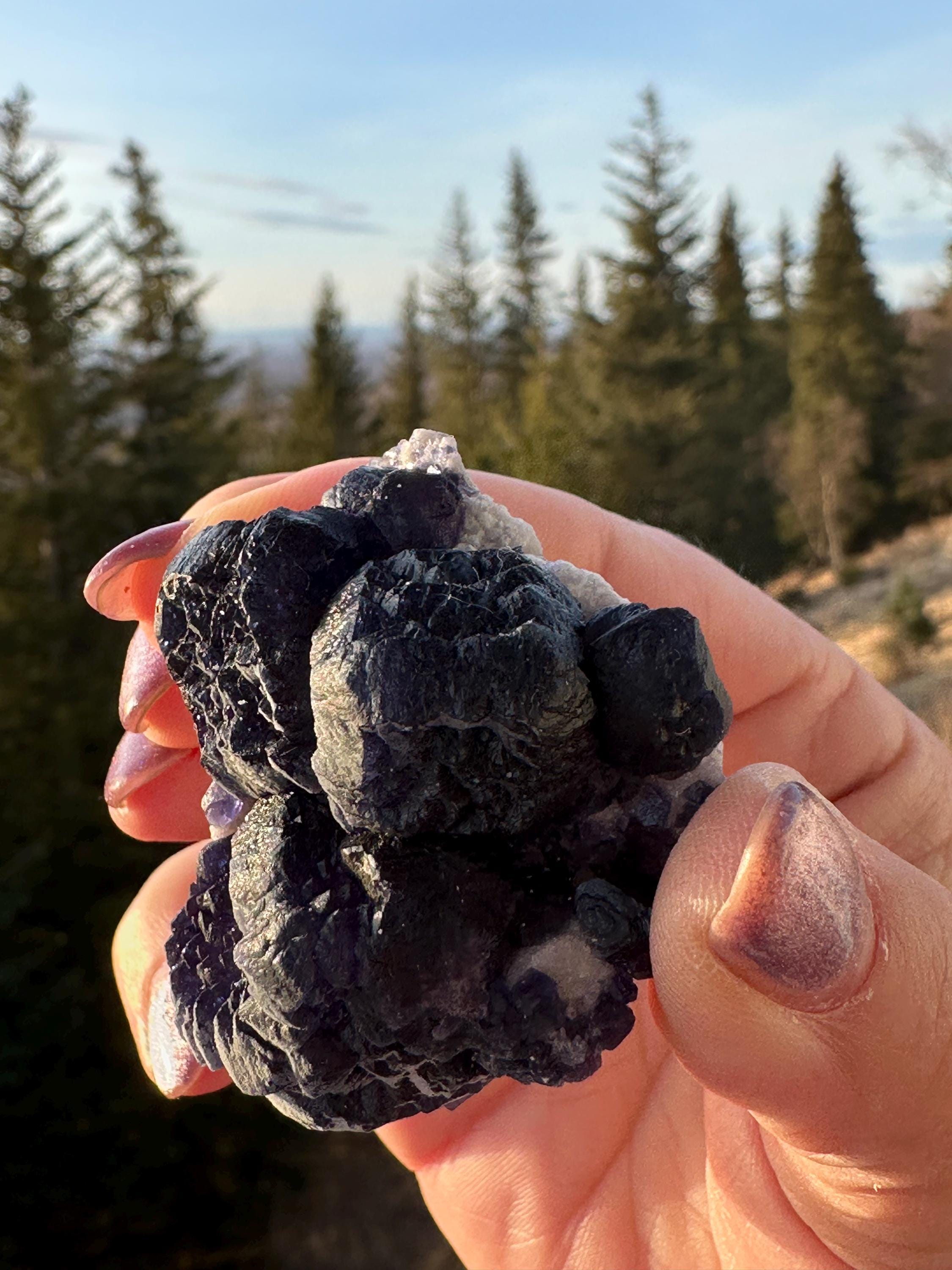 キャンドルクォーツ上のブルーベリーフローライト ~ 中国、内モンゴル