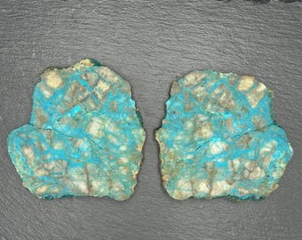 Apache Crysocolla ~ San Carlos Reservation, AZ - 2 Bookend Pieces (Cut From The Same Stone) ~ Natural Stone