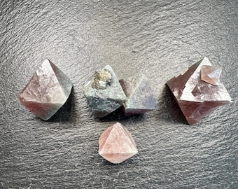RARE PINK FLUORITE ~ 4 To Choose From ~ Octahedral w/Byssolite Inclusions ~ Huanggang Mine ~ Inner Mongolia, China ~ 10-31 grams