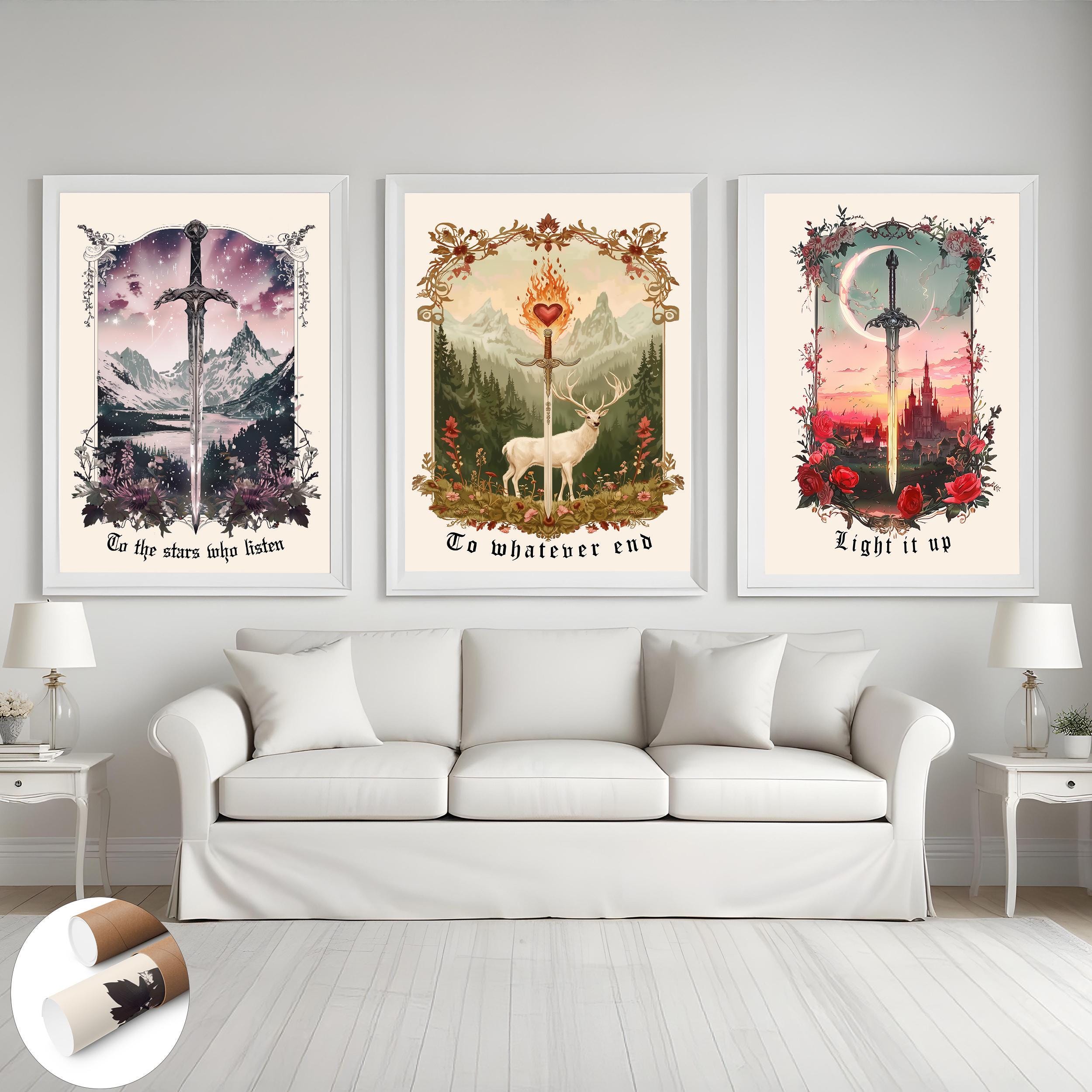 ガラスの玉座ポスターセット：ブック風ファンタジーウォールアート