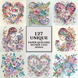 Quilling Design Dia das Mães Clipart e Imagens: Elegante, Floral, Feito à Mão, Sincero, Decorativo, Arte Digital, Cartões de Felicitações, Ideias para Presentes