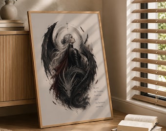 Manon and Abraxos Poster Print: Throne of Glass Fantasy Wall Art, Book Lover Gift
