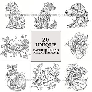 Quilling animaux modèle PNG, papier Quilling motif téléchargement numérique, Quilling animaux Design, Quilling Coloriage sans conception de fond
