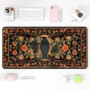 Tapis de bureau médiéval merle, tapis de souris pour gaming, protection de bureau antidérapante, accessoire de bureau, grand sous-main de bureau, décoration de bureau d'ordinateur