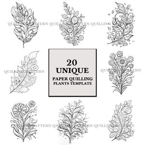 Modello di quilling PNG, modello di quilling di carta da scaricare in digitale, disegno di piante per quilling, pagina da colorare per quilling, disegno di animali quilling