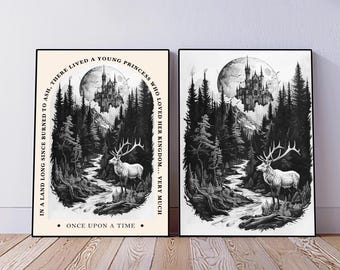Lámina en blanco y negro de Terrasen: Arte inspirado en Trono de Cristal (Descarga digital)