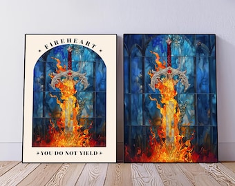 Fireheart Fantasy Art Print: Throne of Glass Booktok Decor (Digital Download