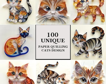 Quilling Cats Clipart: High-Res Paper Art Images (JPG Download