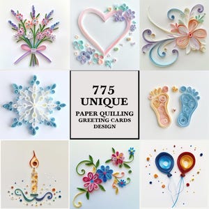 Quilling Cards Clipart & Photos: Elegant, Handgemacht, Floral, Geburtstag, Hochzeit, Urlaub, Künstlerisch, Bunt, Dekorativ