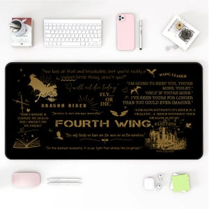 Fourth Wing Desk Mat: Feather Design Large Mouse Pad