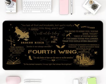 Fourth Wing Desk Mat: Feather Design Large Mouse Pad