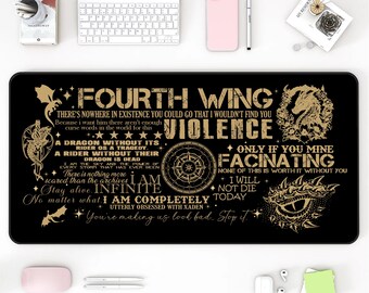 Fourth Wing Deskmat: XL Fantasy Mousepad, Gift for Book Lovers & Gamers