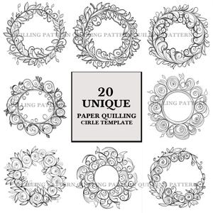 Quilling Template PNG, Paper Quilling Pattern Digital Download, Circle Quilling Design, Quilling Coloring Page, Quilling Design Template