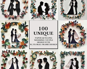 Wedding Quilling Clipart: Romantic Couple Paper Art (Digital Download JPG Images Only)
