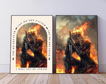 Lámina artística de Aelin Corazón de Fuego: Decoración de fantasía del Trono de Cristal (Descarga digital)
