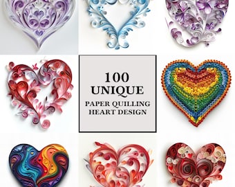 Quilling Heart Design: 100 Valentines Paper Art Images (Digital Download)