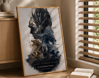Fourth Wing Dragon Poster Print: Fantasy Wall Art, Book Lover Gift