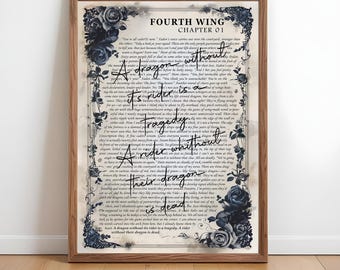 A Dragon Without Its Rider Digital Print: Fourth Wing Quote Wall Art